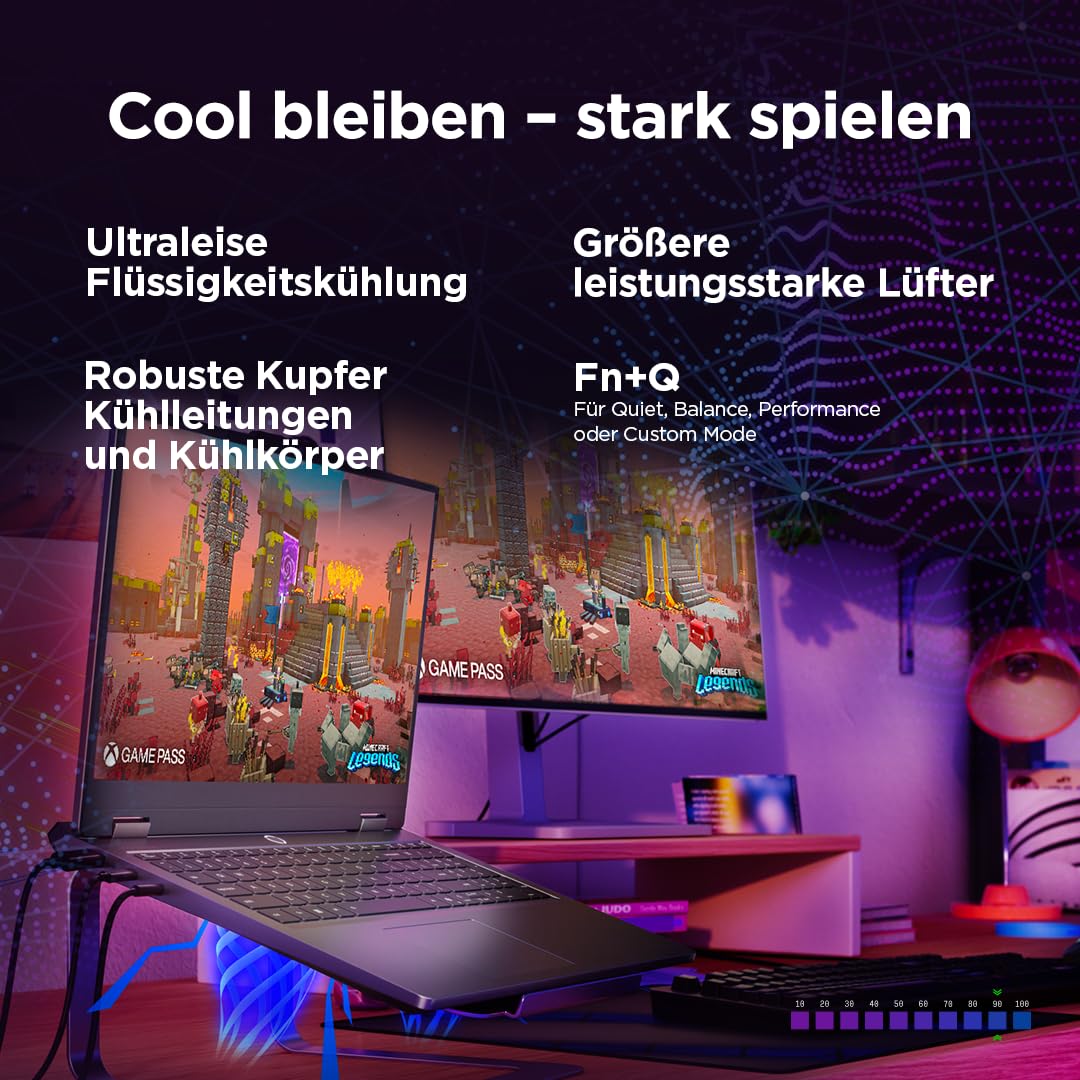 Lenovo LOQ Essential Gaming AI Laptop | 15.6" FHD 144Hz | NVIDIA GeForce RTX 5050 | Intel Core i5-13450HX | 16GB RAM | 512GB SSD | Windows 11 | QWERTZ | Weiss-beleuchtet | Grau | 3 Monate Game Pass