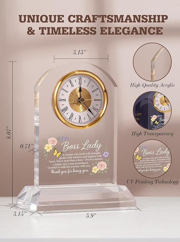 Boss Lady Gifts for Women – Best Boss Day Gifts Appreciation, Silent Clock by DEEWISH - Used condition - Image 6