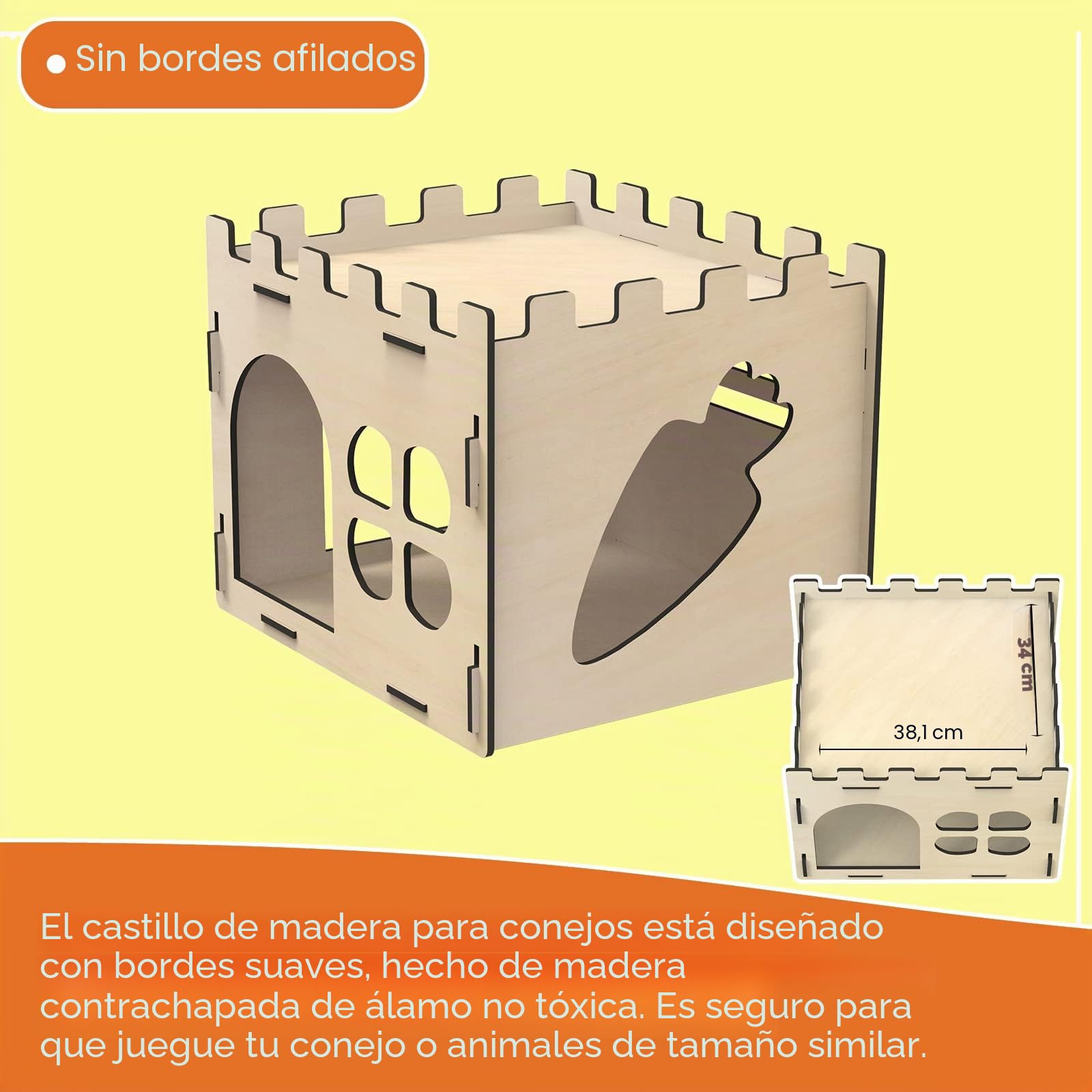 HIIMALEX Castillo de Conejo Extra Grande y Resistente para Conejos de Interior, casa de Juegos con escaleras, Bordes Redondos, hábitats Desmontables para Conejo, Erizo, cobaya, Chinchilla, hámster,