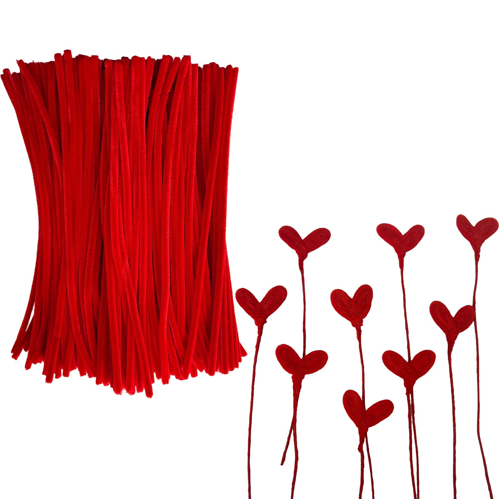 Pfeifenreiniger, Bastelbedarf, Pfeifenreiniger, Großpackung, 300 Stück, rote Pfeifenreiniger, Basteln für Kinder, Bastelbedarf (0,6 x 30,5 cm)