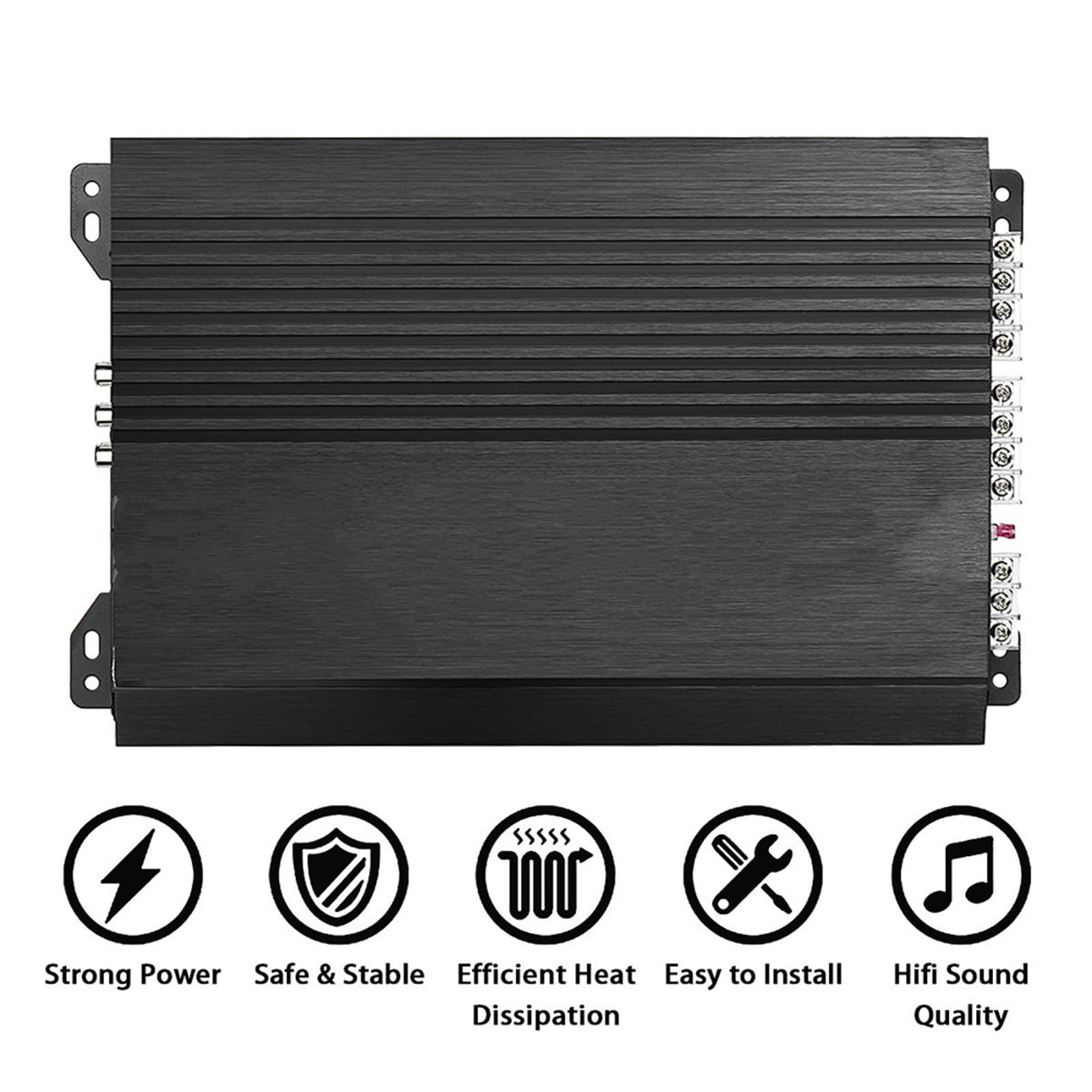 Amplificatore audio per auto a 4 canali 6800W amplificatore di potenza per auto classe A/B 12V ultra sottile per impianto car audio e sistemi audio veicolari potenziamento segnale