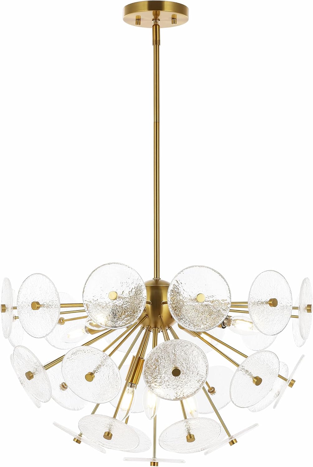 SAFAVIEH Lighting Collection Miri Brass 6-Light Adjustable Pendant Chandelier Hanging Light Fixture, Ideal for Dining Room, Kitchen Island, Entryway (LED Bulbs Included)