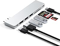Vista 2 de Satechi Adaptador multipuerto USB C Hub 7 en 1 Pro Slim, USB C Dongle, carga de 100 W, HDMI 4K, USB 4, USB 3.2 Gen 2, lector de tarjetas SD/Micro
