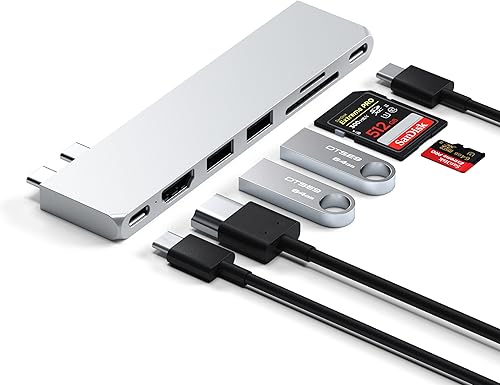 Miniatura 2 de Satechi Adaptador multipuerto USB C Hub Pro Slim, dongle 7 en 1 para MacBook ProAir M2 con puerto USB 4, resolución HDMI 4K, USB3.2 Gen 2, lector de
