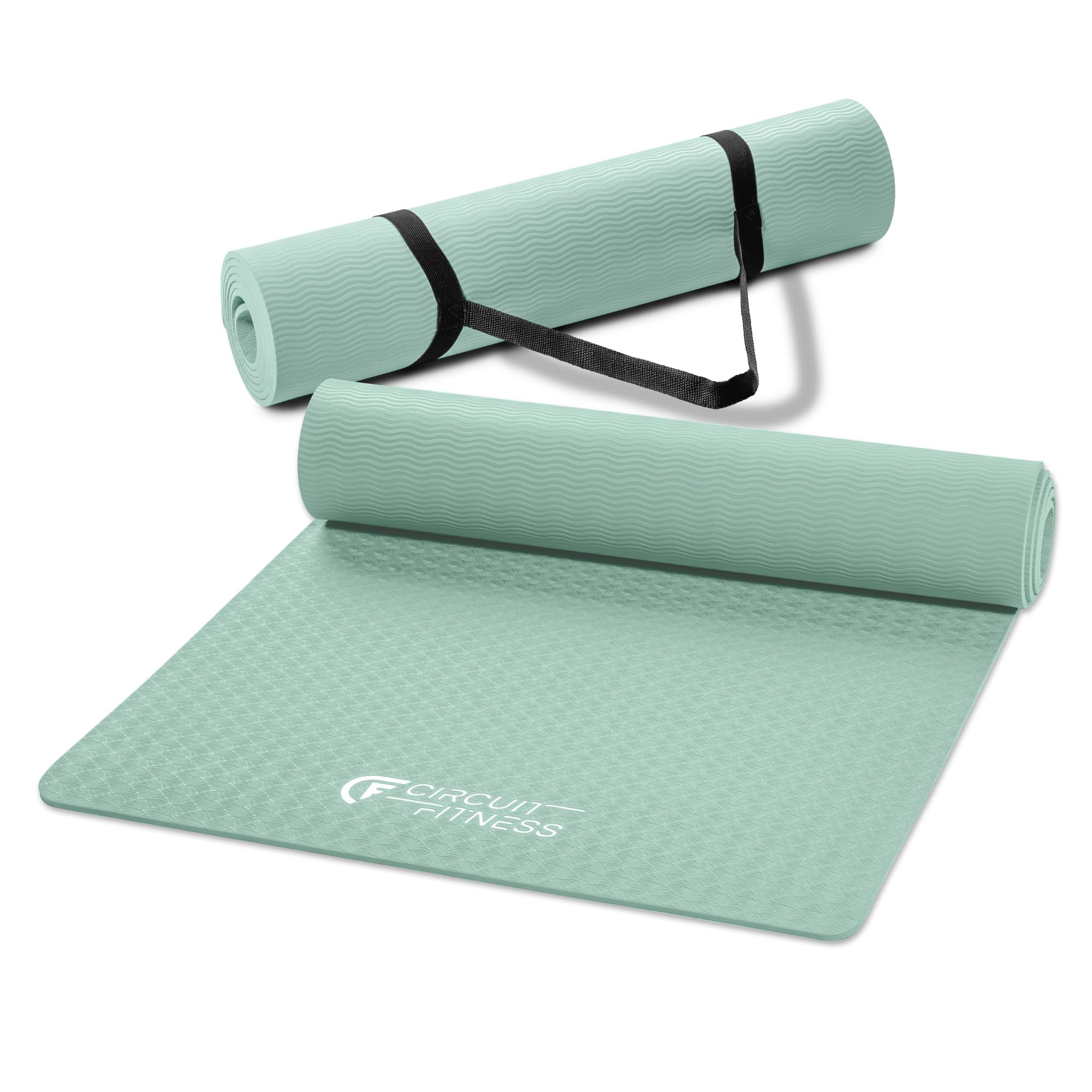 Circuit Fitness by Marcy 1/4-inch (6mm) Non Slip Multi-Purpose Exercise Yoga Mat with Carrying Strap - Mint Green