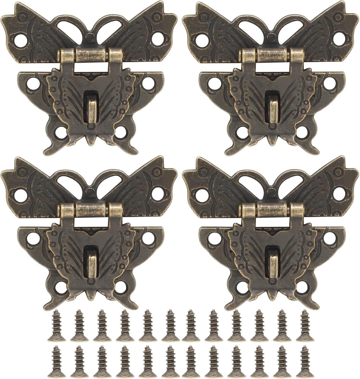 Cionyce 4 Pack Butterfly Hasp Jewelry Box Hasp Latch Antique Hasp Lock