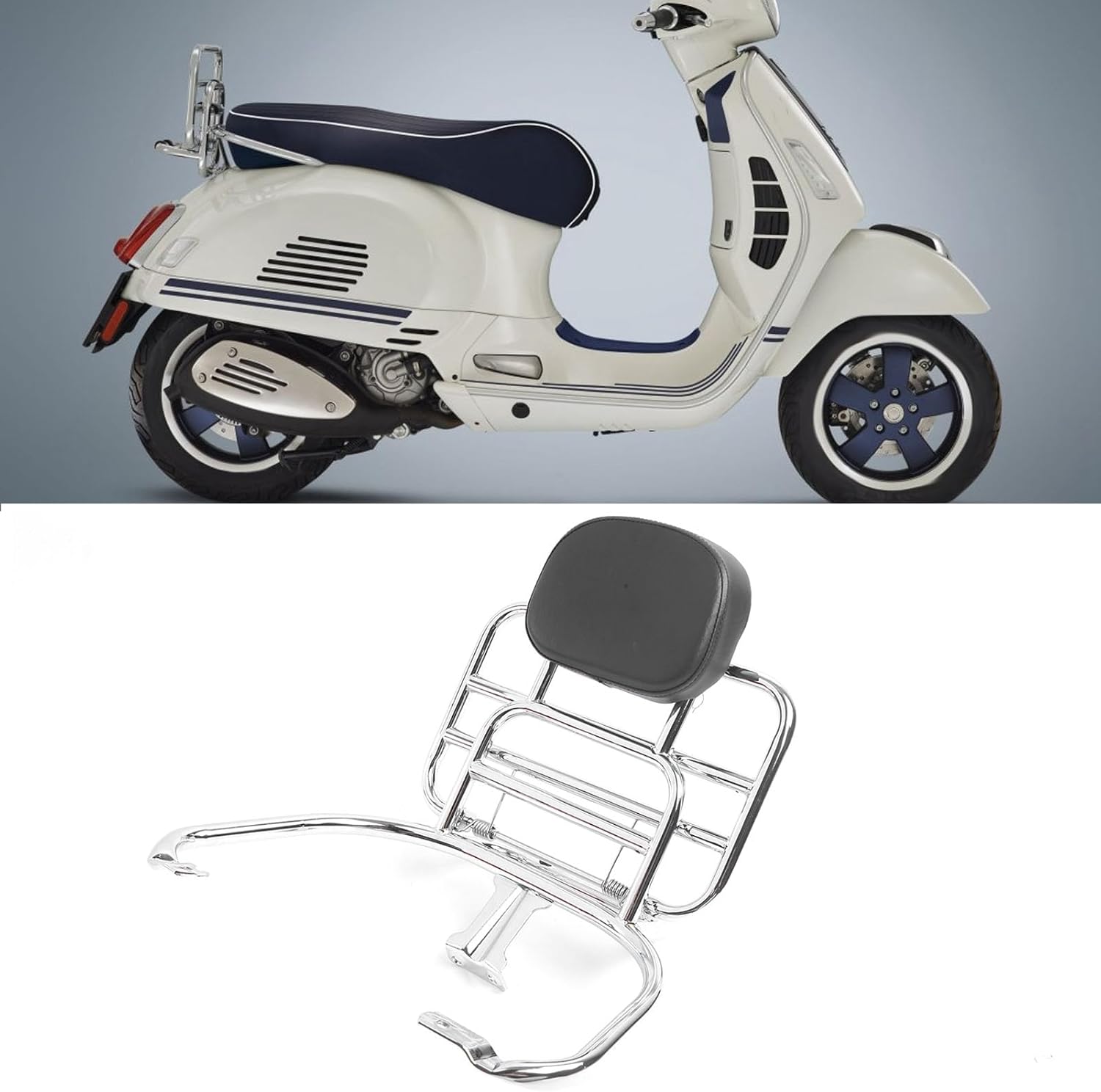 Motorcycle Luggage Rack for Sprint Primavera 150 Rear Luggage Carrier with Backrest Cushion Durable Steel Alloy Construction Chrome-Plated Surface Easy Installation