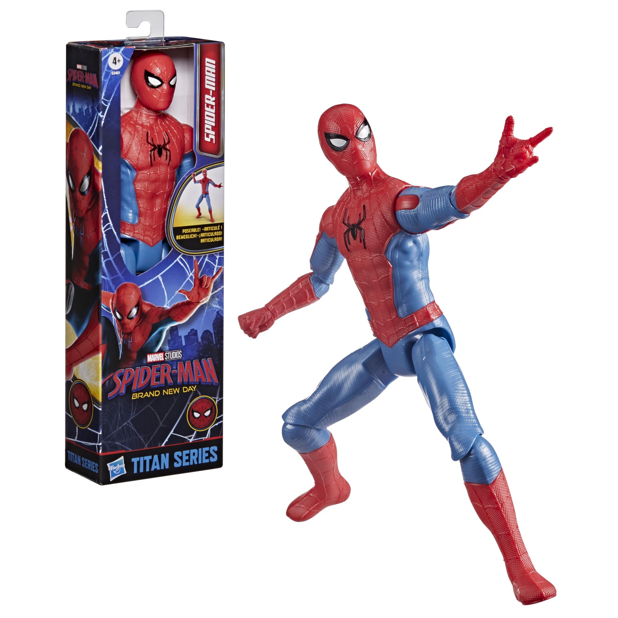 Marvel Spider-Man Day, Figura de acción Titan Series de 29,2 cm, Juguetes de superhéroes para niños y niñas a Partir de 4 años