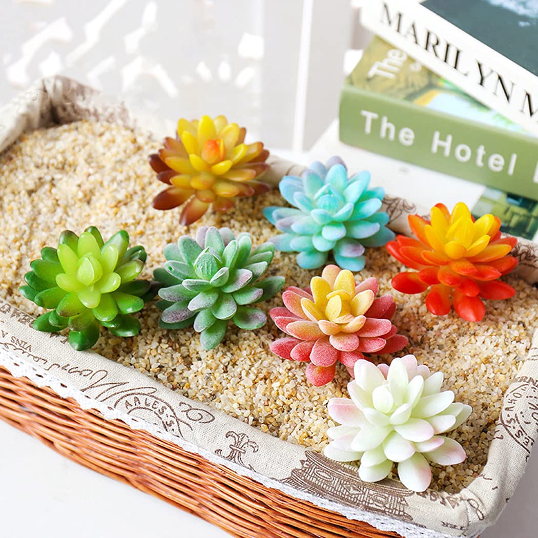 7er Set künstliche Sukkulenten aus Plastik, unbepflanzt, Mini Pflanzen Deko für Zuhause, natürliche Optik, für Wohnzimmer, Bad, Küche und Veranda, kompakt und leicht zu platzieren