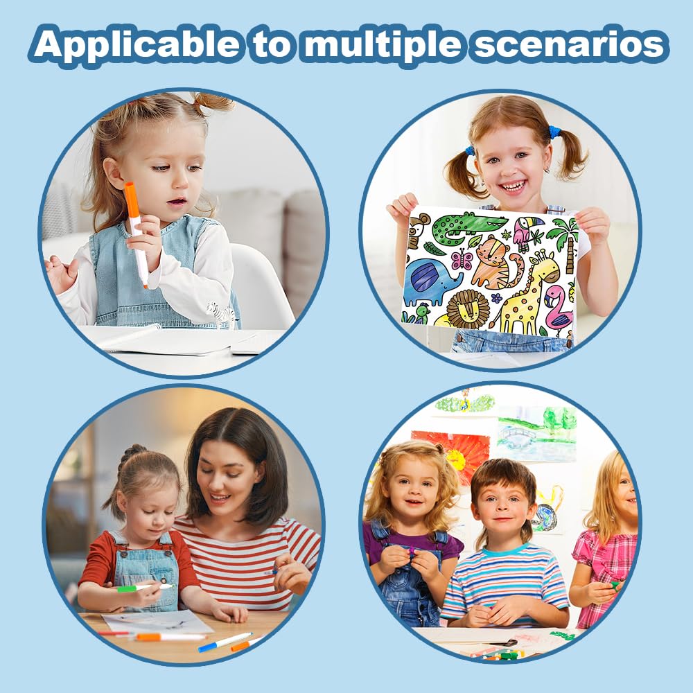 Lot de 2 sets de table à colorier en silicone pour enfants avec 12 marqueurs, 37 x 25 cm, lavables et réutilisables pour loisirs créatifs