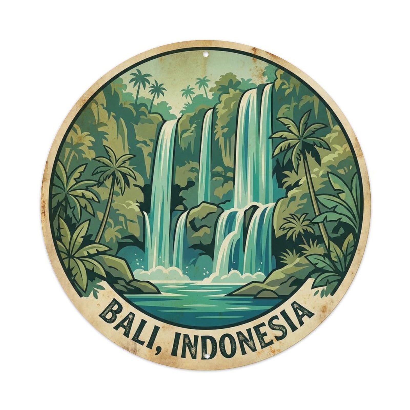 Sekumpul Waterfall Rice Terrace Island Ecology Metal Tin Sign