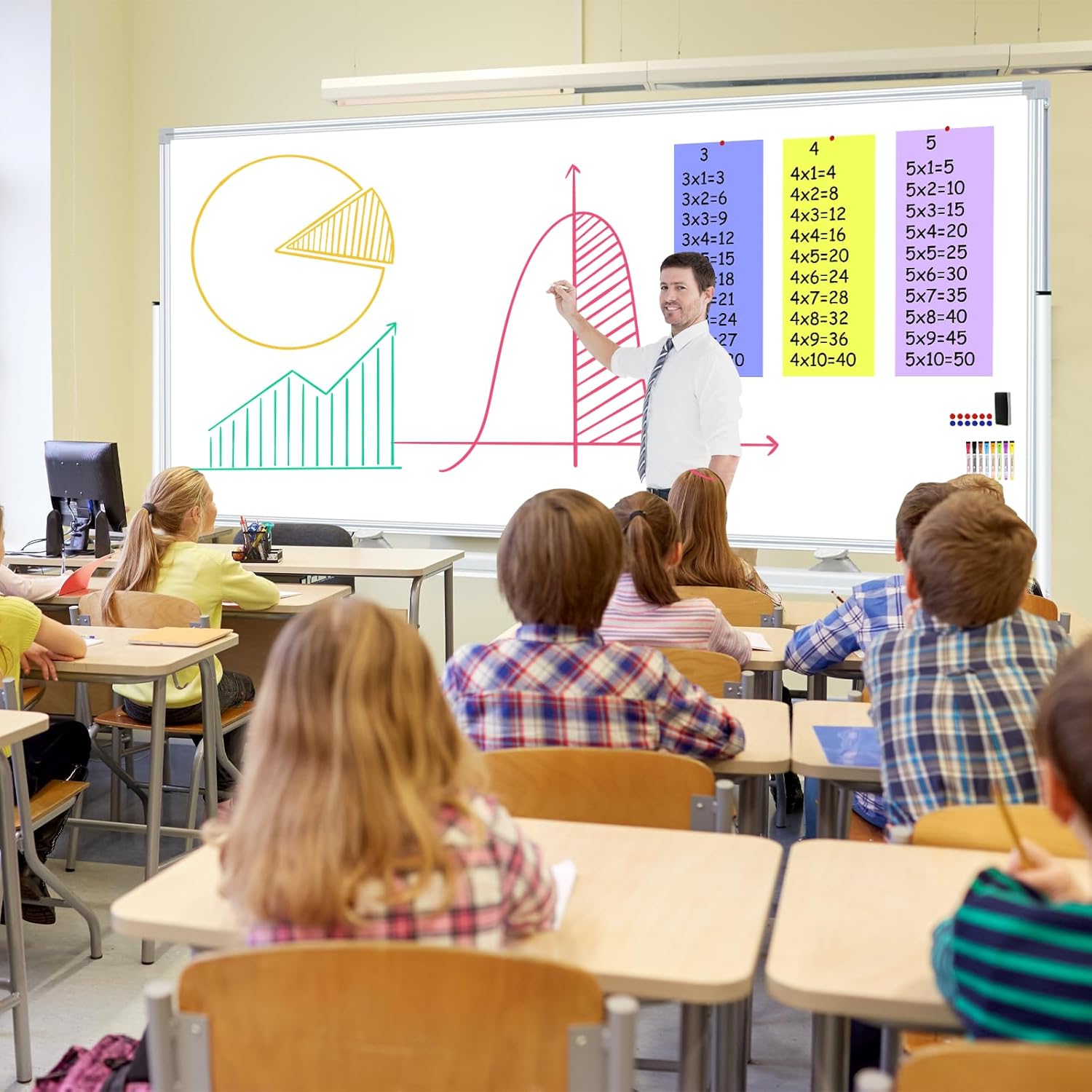 Double-Sided Magnetic White Board 96"x48" Dry Erase Whiteboard, Large Rolling White Boards on Wheels, 8' x 4' Whiteboard with Stand for Office, School, Home. Including Eraser, Marker, Magnet