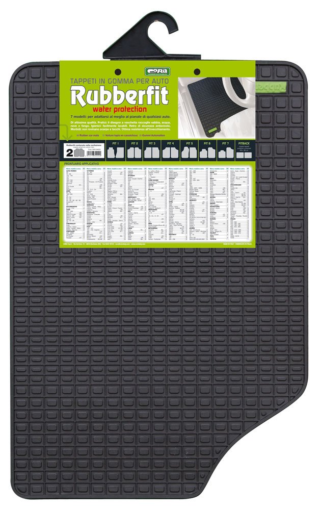 Cora 000134002 rubberfit-2 Car Front Rubber Floor Mats, Set of 2 Black