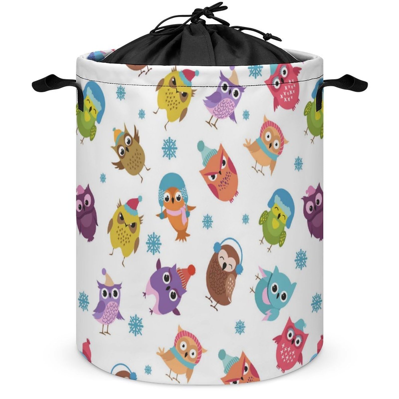 Wlntrophic Drawstring Laundry Hamper, Owl Animal Pattern Laundry Basket, Washing Basket with Handle