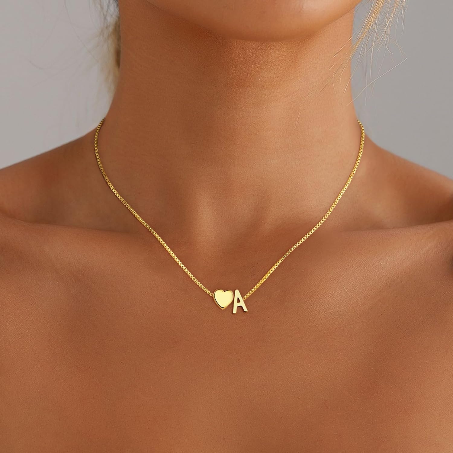 Gold Initial Necklaces for Women Girls, 18K Gold Plated Letter A-Z Heart Initial Necklaces for Women Teen Girl Gifts Trendy Stuff Birthday Gifts for Girls Kids Jewelry - Image 2