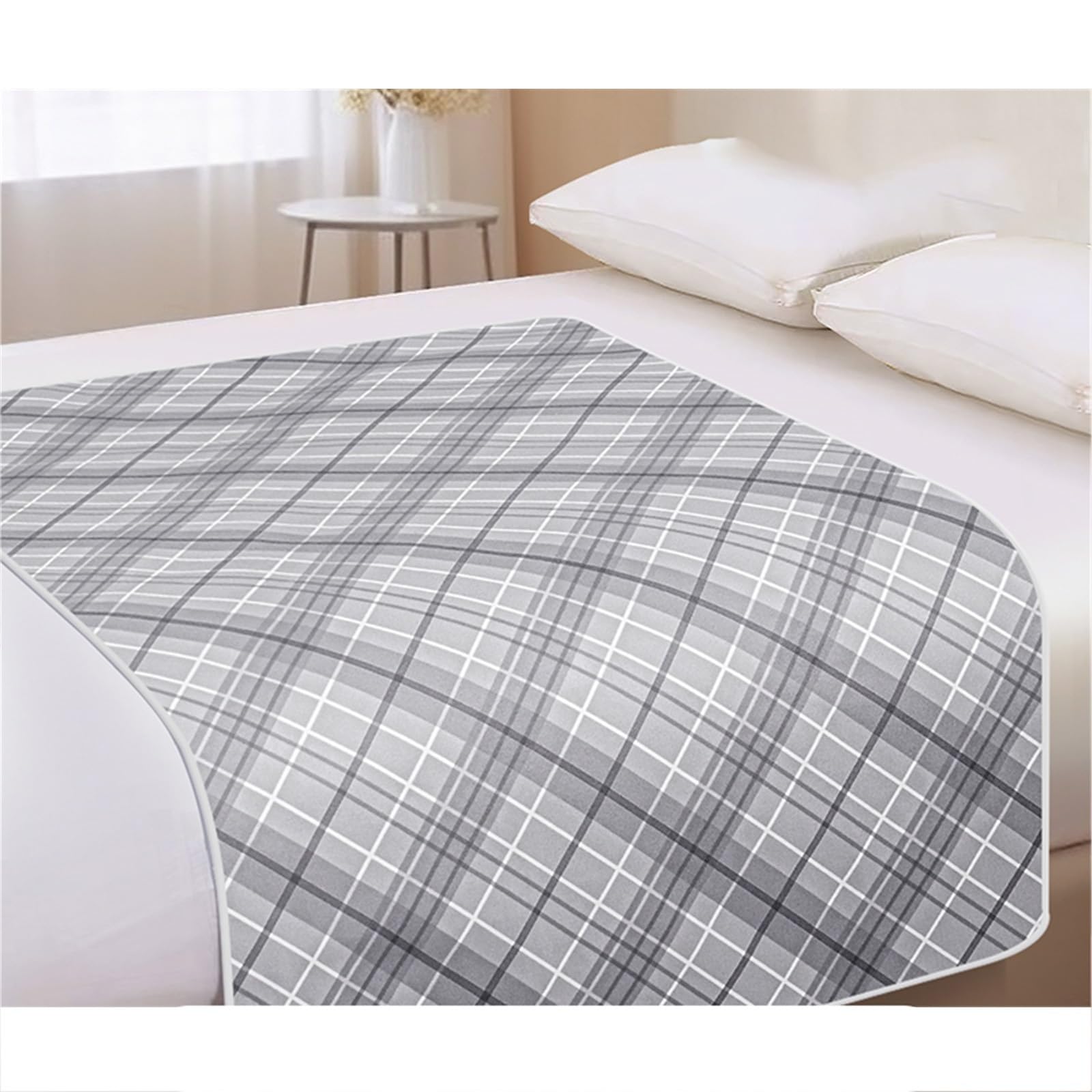 Empapadores Cama Adultos De Incontinencia Protector Colchon para Niños Unisex Impermeables Empapador Reutilizable Resistente Al Agua(180x200cm,Plaid-Grey)