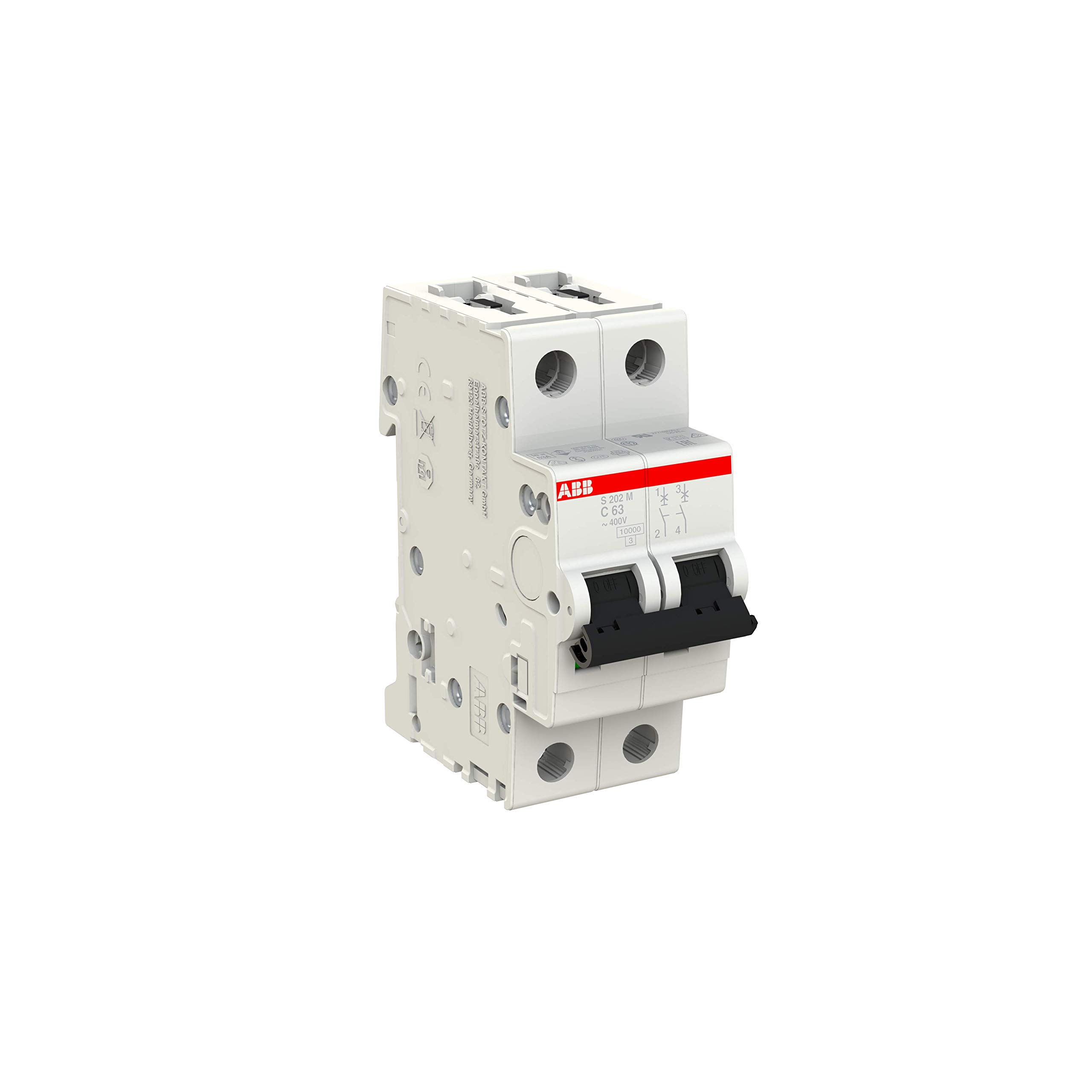 ABB S202M-C63 Miniature Circuit Breaker, 2 Pole, Type C, 10/15kA Breaking Capacity, 63 Amp Current (2CDS272001R0634) - Image 3