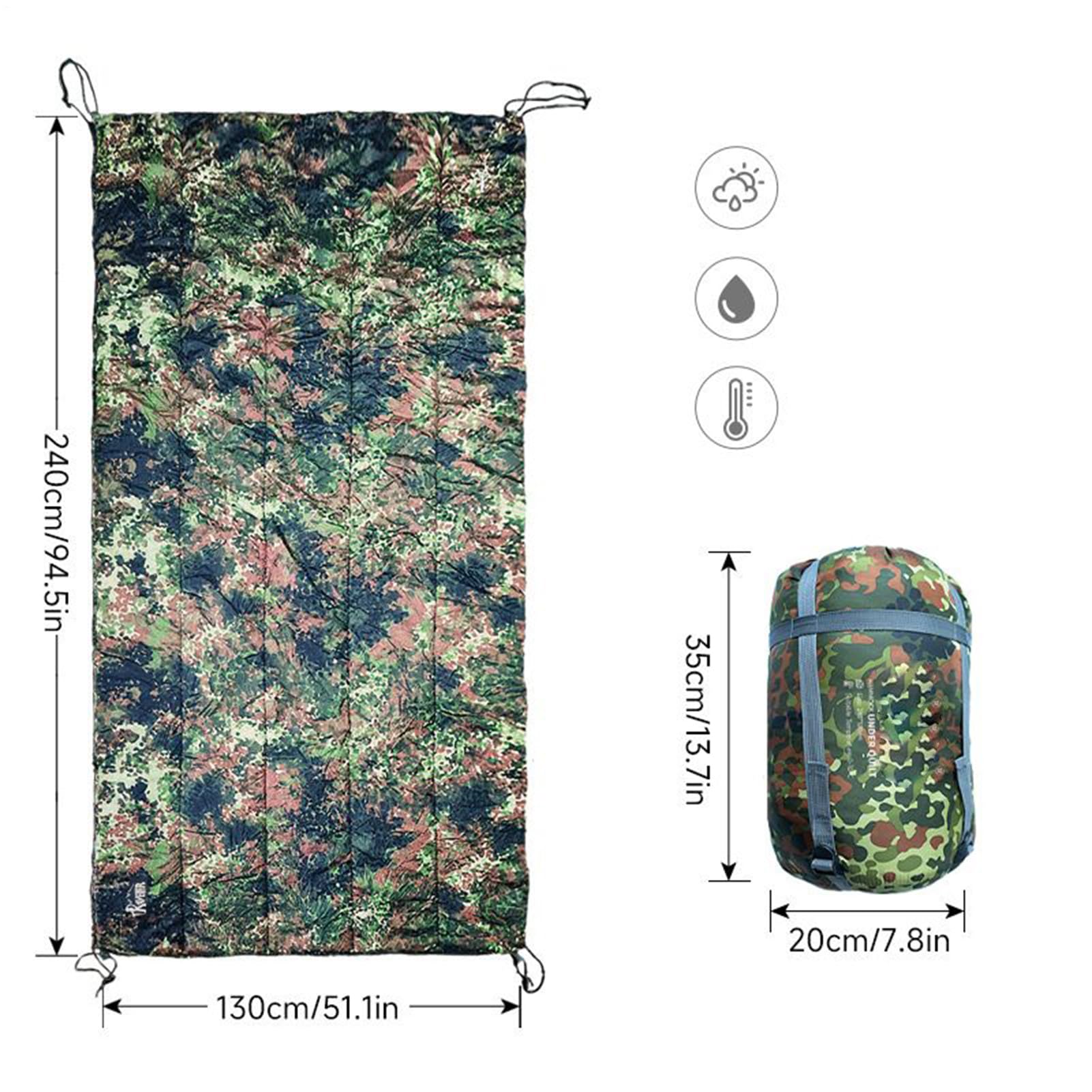 Lekka kołdra hamakowa, sprzęt survivalowy na zimną pogodę, 237 x 130 cm kołdra z izolowaną konstrukcją, nylonowy koc, projekt kempingowy na zewnątrz, akcesoria do hamaków, do wędrówek, wędrówek z