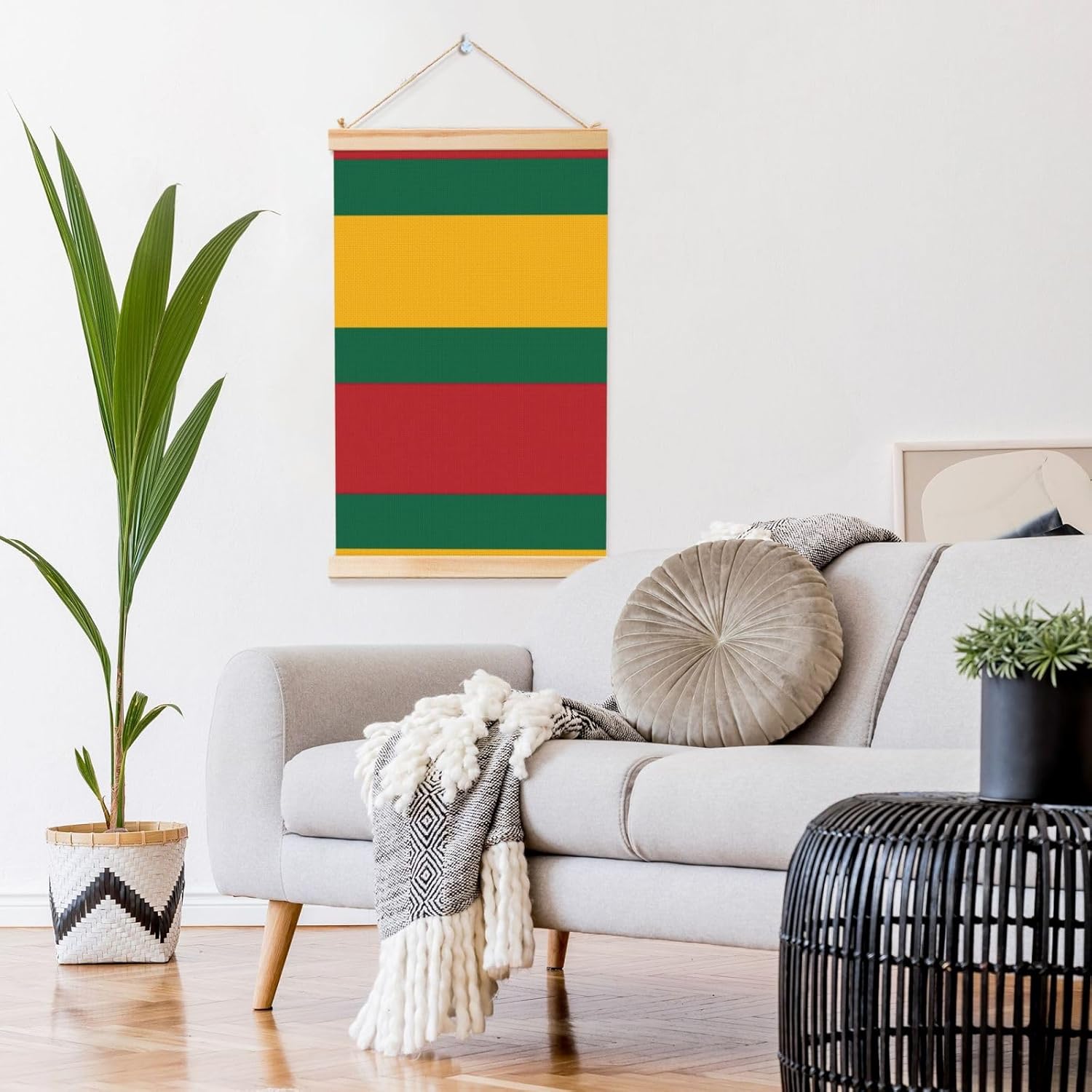 Flag Of Lithuania Print Poster Hanger,Hanging Poster, Poster Frame,Wood Poster Hanger, For Wall Hanging