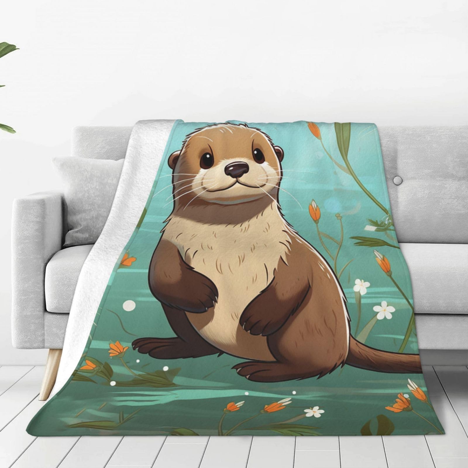 Couverture polaire loutre mignonne : cadeau doux pour voyage et lit