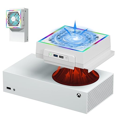 ZAONOOL Ventilador de refrigeración para Xbox Series S con 7 modos de luz LED RGB, accesorios del sistema de refrigeración del ventilador con 3