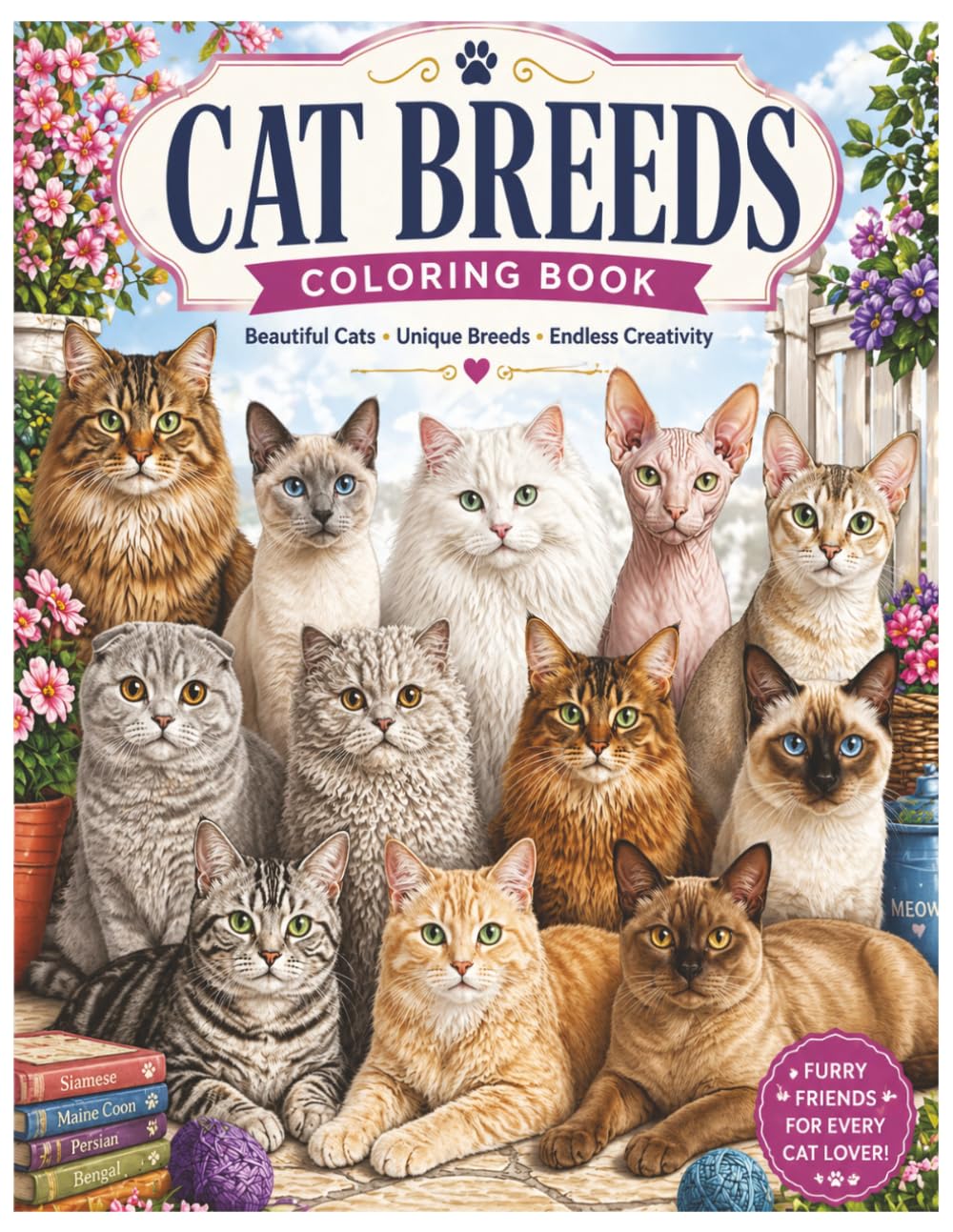 Cat Breeds Coloring Book