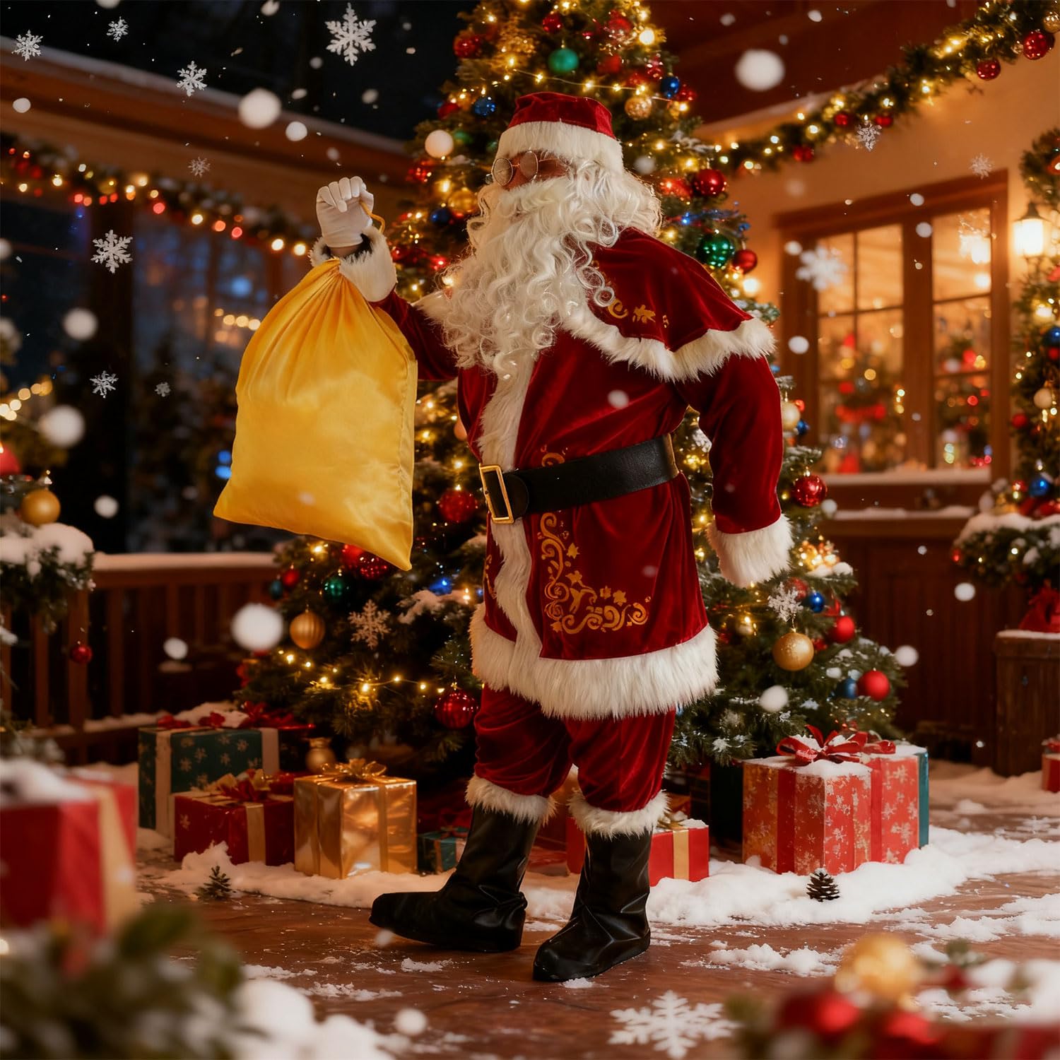 Weihnachtsmann Kostüm komplett Deluxe Nikolauskostüm Santa Claus-Erwachsenenkostüm für Weihnachten - Kostüm für Nikolaus Herren Männer Cosplay(XL)