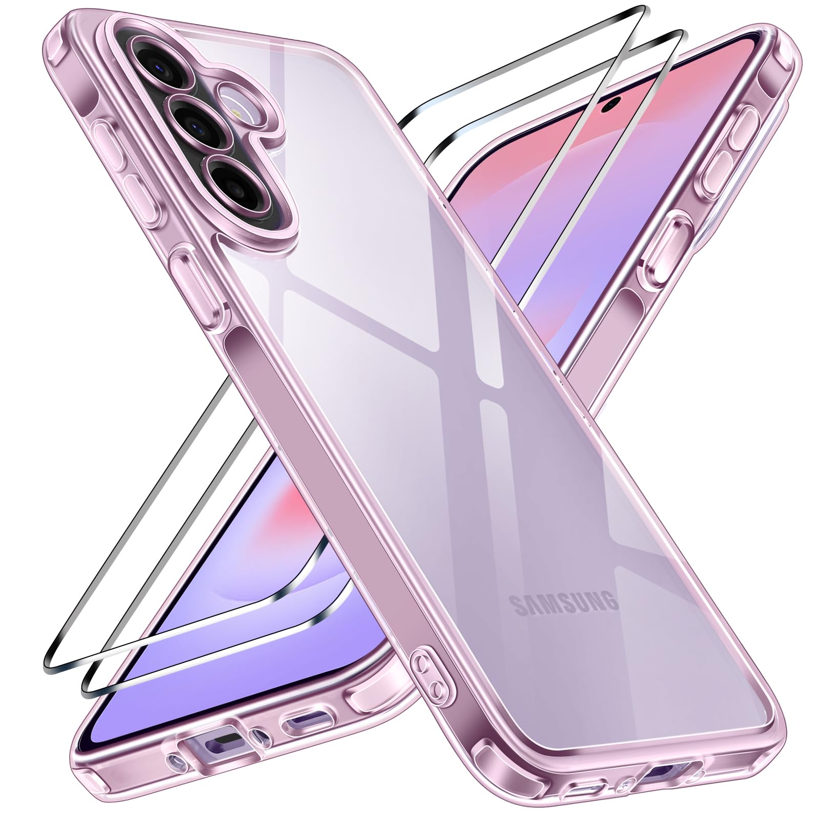 iVoler Przezroczysta obudowa antyżółknięciowa dla Samsung Galaxy A37 5G z 2 sztuk hartowanego szkła, przezroczyca obudowa antywstrząsowa do absorbowania uderzeń z miękkim i cienkim amortyzującym