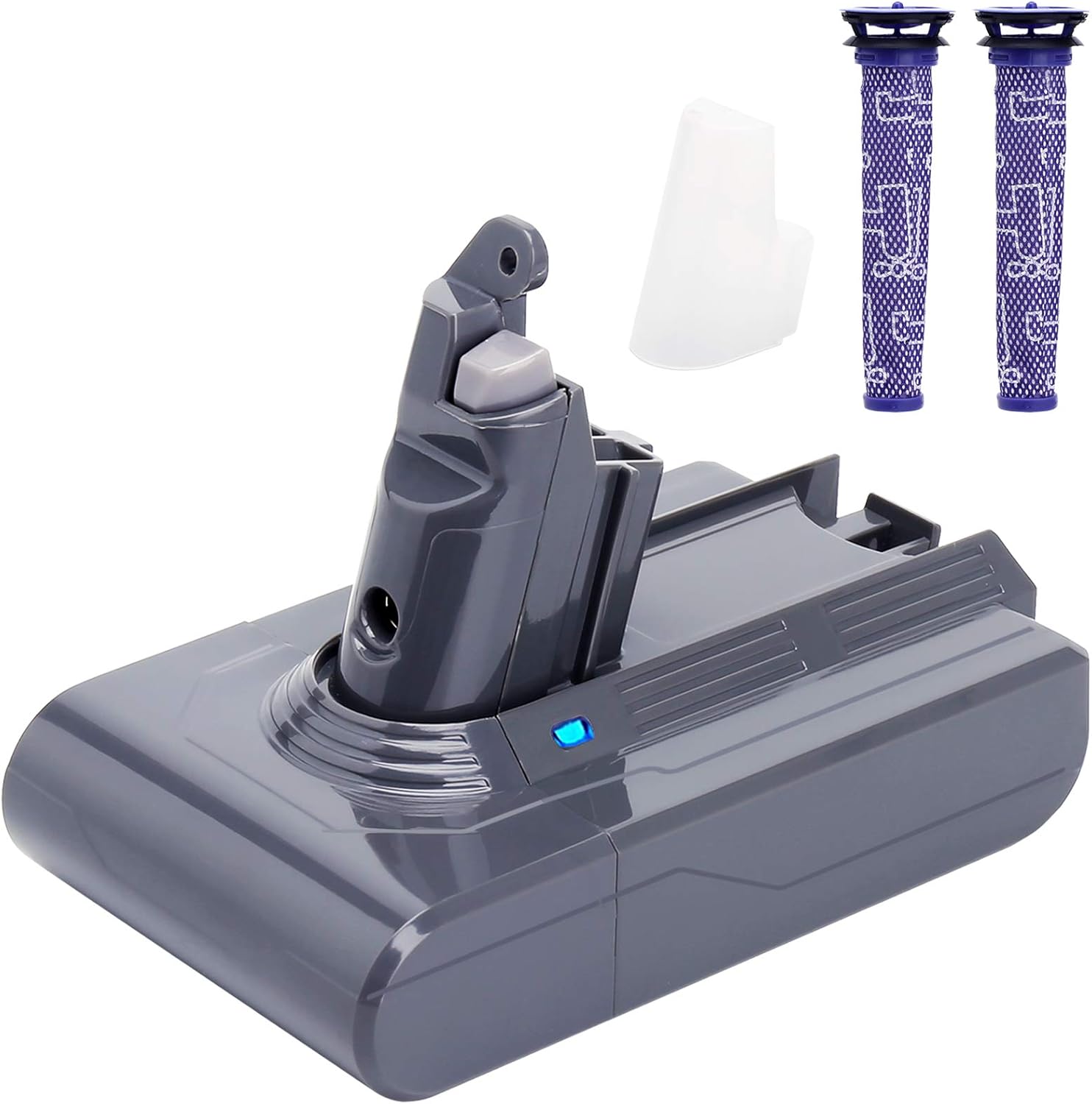 Lasica 4.5 Ah 21.6V V6 Replacement Battery w/2 Filters - Compatible with Dyson V6 SV03 DC58 DC59 DC61 DC62 DC72 DC74 Animal Absolute Fluffy Motorhead Slim SV04 SV05 SV06 SV07 SV09 V6 Vacuum Battery : Home & Kitchen