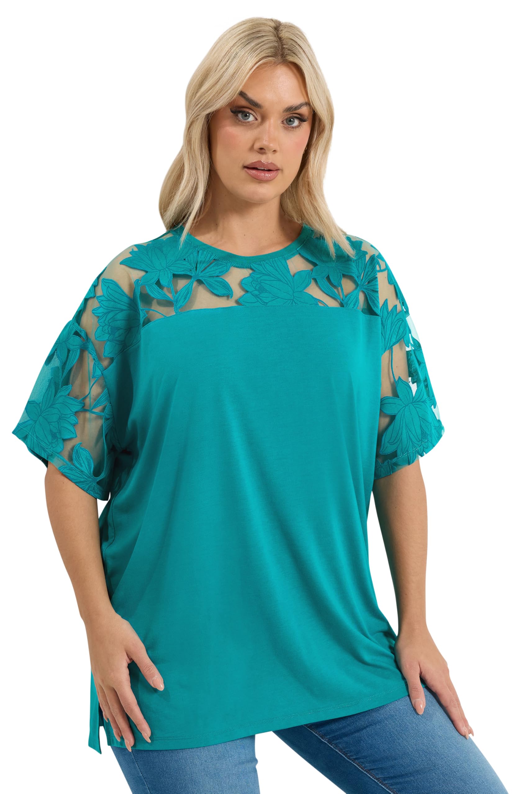 Yours - Women's T-Shirt - Turquoise - Size 22-24