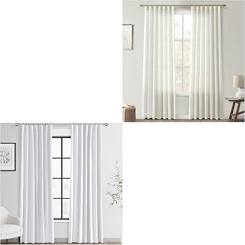 Joywell Blackout + Semi Sheer Linen Curtains 102 Inches Length Long, Rod Pocket/Back Tab/Hook Belt/Clip Rings, Thermal Insulated Drapes for Bedroom Living Room