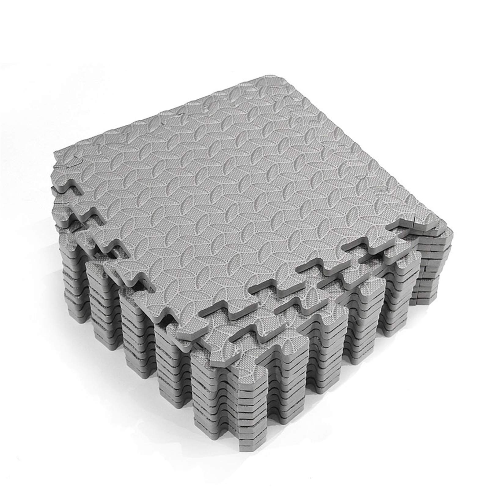 Tappetino Fitness in Schiuma Morbida Eva,12 Pezzi Tappetini Puzzle Ad Incastro con Motivo A Foglie Piastrelle Protettive per Pavimenti Tappetini Antiscivolo per Attrezzature da Palestra