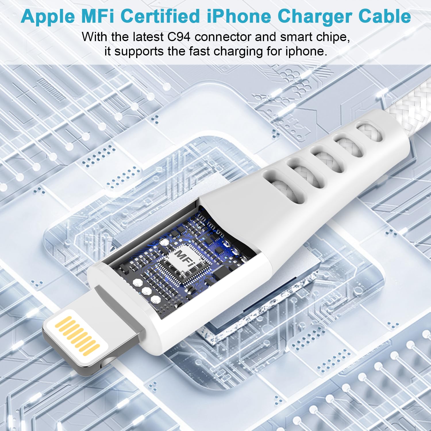 Cavo iPhone 2M, Cavo Lightning USB Certificato Apple MFi Cavo Ricarica iPhone Cavetto iPhone Cavo USB Lightning Nylon Filo Caricatore iPhone Caricabatterie per iPhone 14 13 12 11 XS XR X 8 7 6 SE iPad