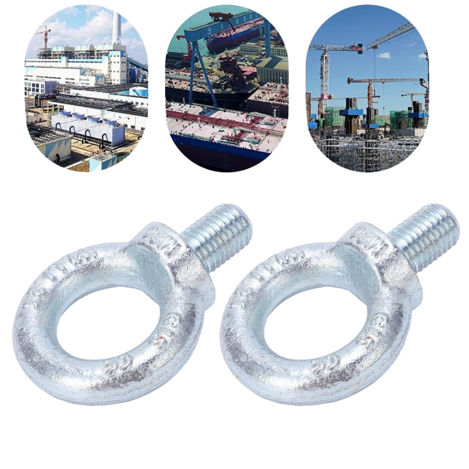 SIXRUN Bullone Ad Occhiello in Acciaio Zincato Q235 da 2 Pezzi Bullone Ad Anello di Sollevamento con Filettatura Profonda Design della Spalla Filettatura Standard Resistente Alla Corrosione per (M20)