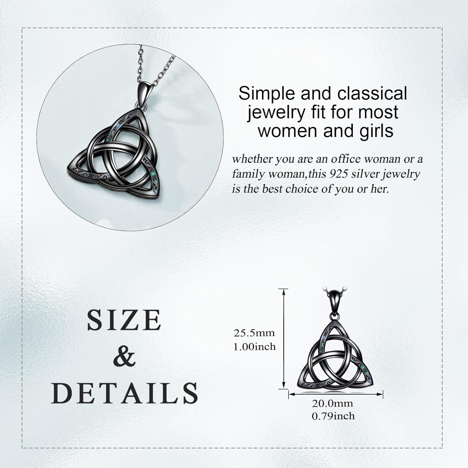 YAFEINI Celtic Knot Necklace 925 Sterling Silver Abalone Shell Celtic Pendant Necklace Irish Jewelry Gifts For Women - Image 4