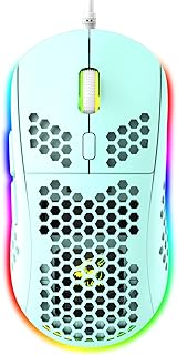 Lightweight Gaming Mouse with Ergonomic Honeycomb Shell 6 RGB Backlight Mode 7 Button Programmable Driver Adjustable 6400 DPI Optical Sensor Wired Ultraweave USB Cable for PC MAC Computer Gamer(Green)
