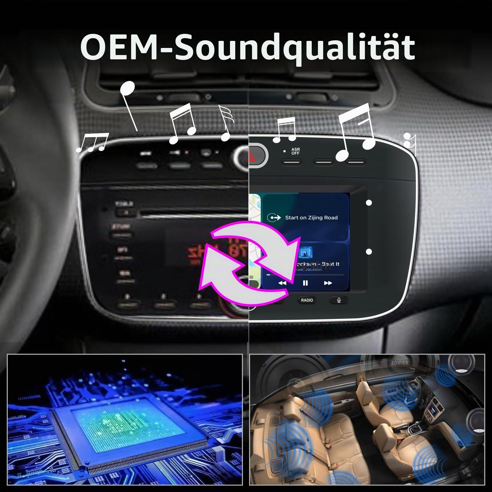 Linux-Autoradio für FIAT Punto(2010-2016) Linea(2012-2015) mit kabellosem CarPlay und Android Auto, 2-Sekunden-Boot, physische Drehregler, OEM-Sound, Plug & Play-Installation