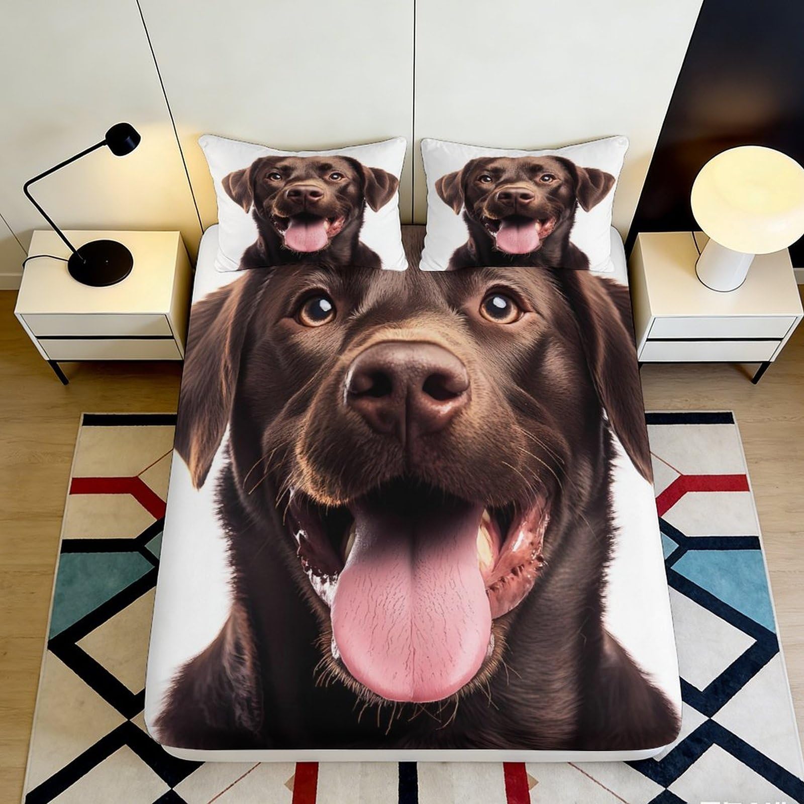 3D Printed Chocolate Labrador Dog Fitted Sheet Microfiber Soft Breathable Pet Face Mattress Cover Bedroom Decor 120x200cm 90x200x25cm