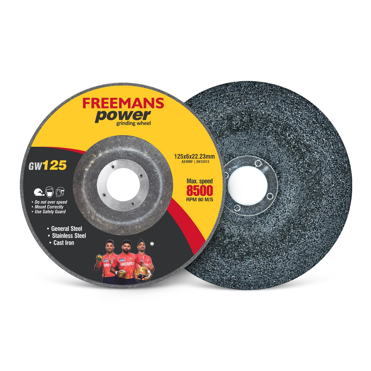 FREEMANS 5-Inch Power Grinding Wheels-(Set of 25 Pieces)- Black