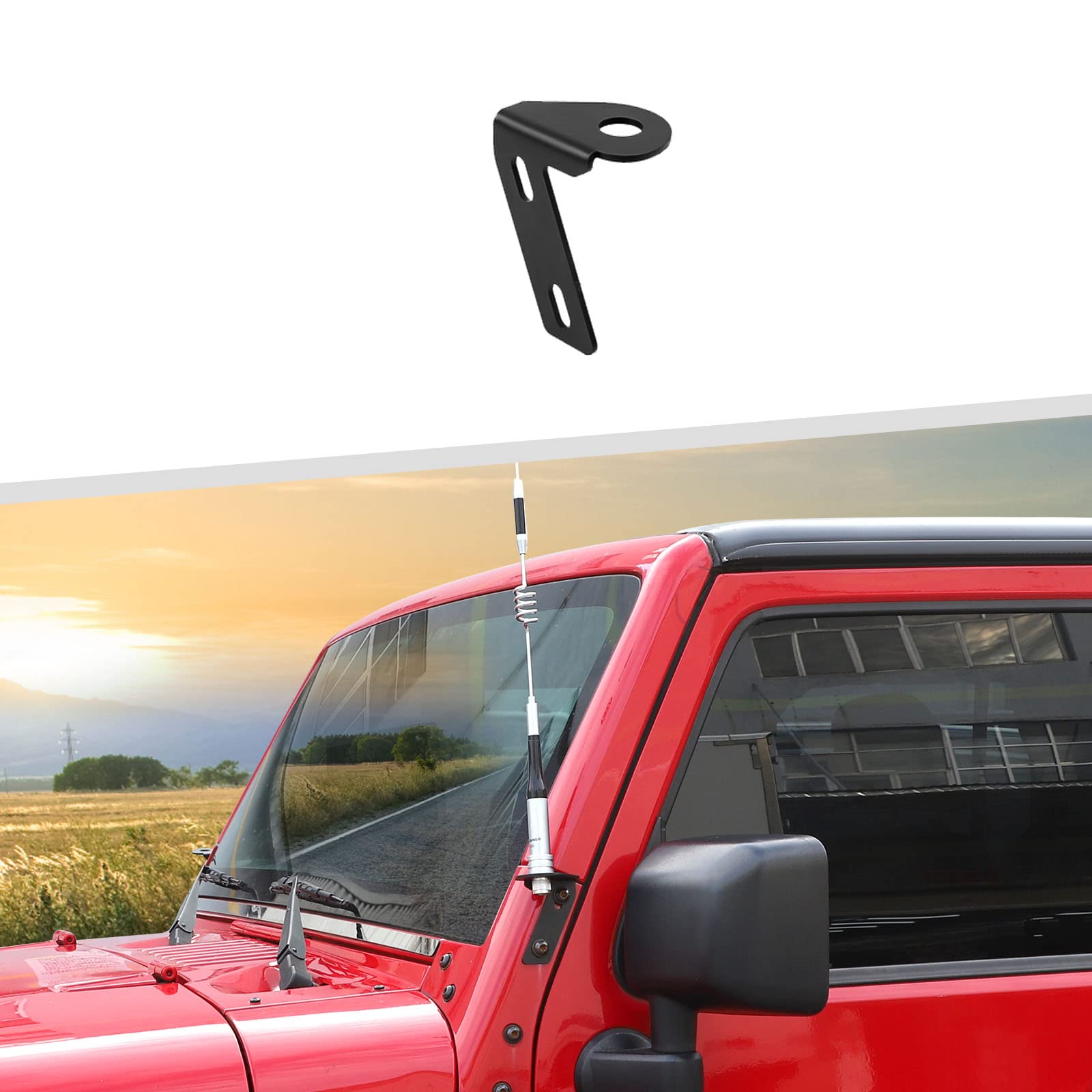 A Pillar CB Antenna Mounting Bracket for Jeep Wrangler JK JKU 2007-2018, Driver's Side