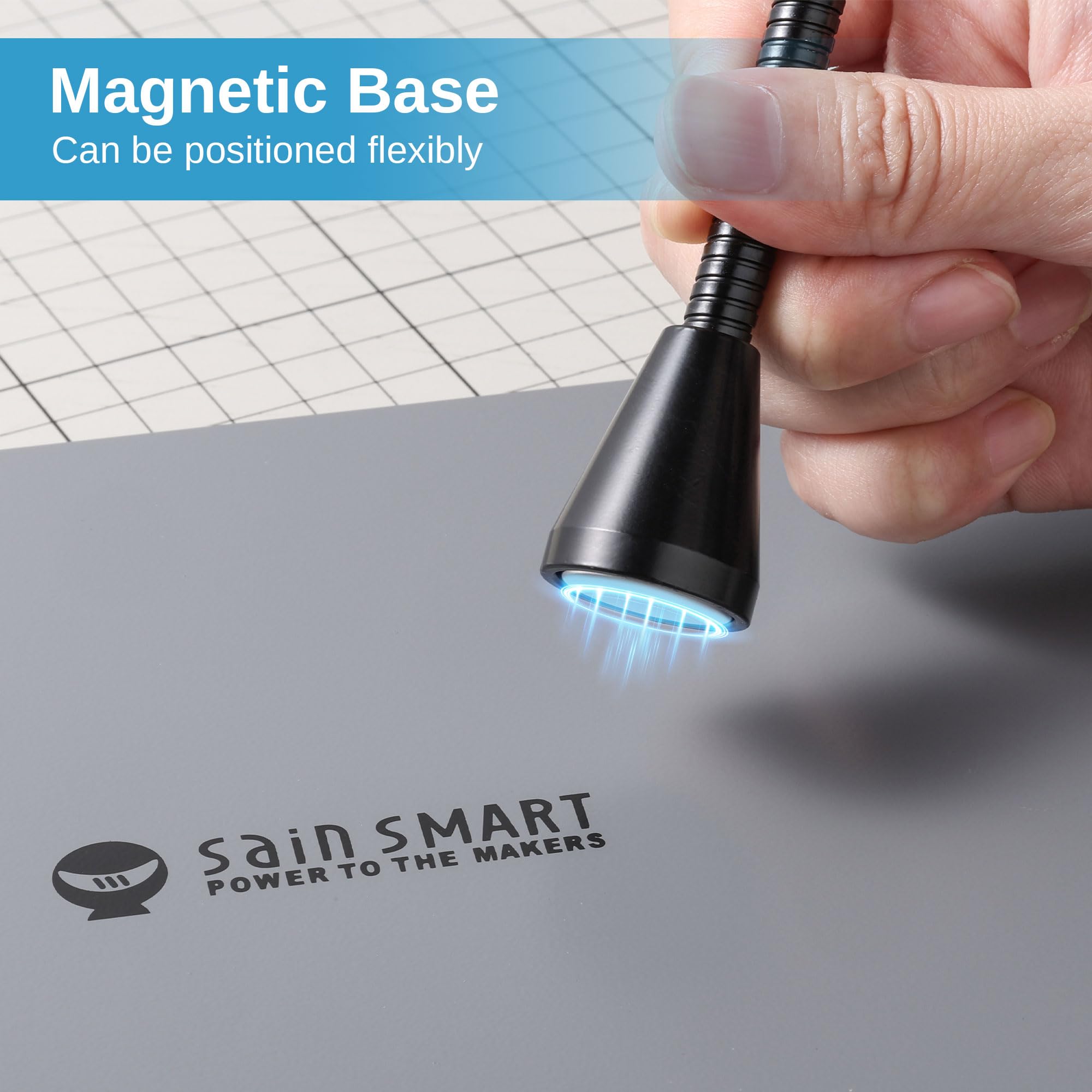 Sainsmart PCB Soldering Helping Holder, 6 elastycznych pomocnych rąk, 5-krotne powiększenie lampy z 5 kolorami, 10 poziomów jasności, magnetyczny stojak na lutownicę i wytrzymała podstawa