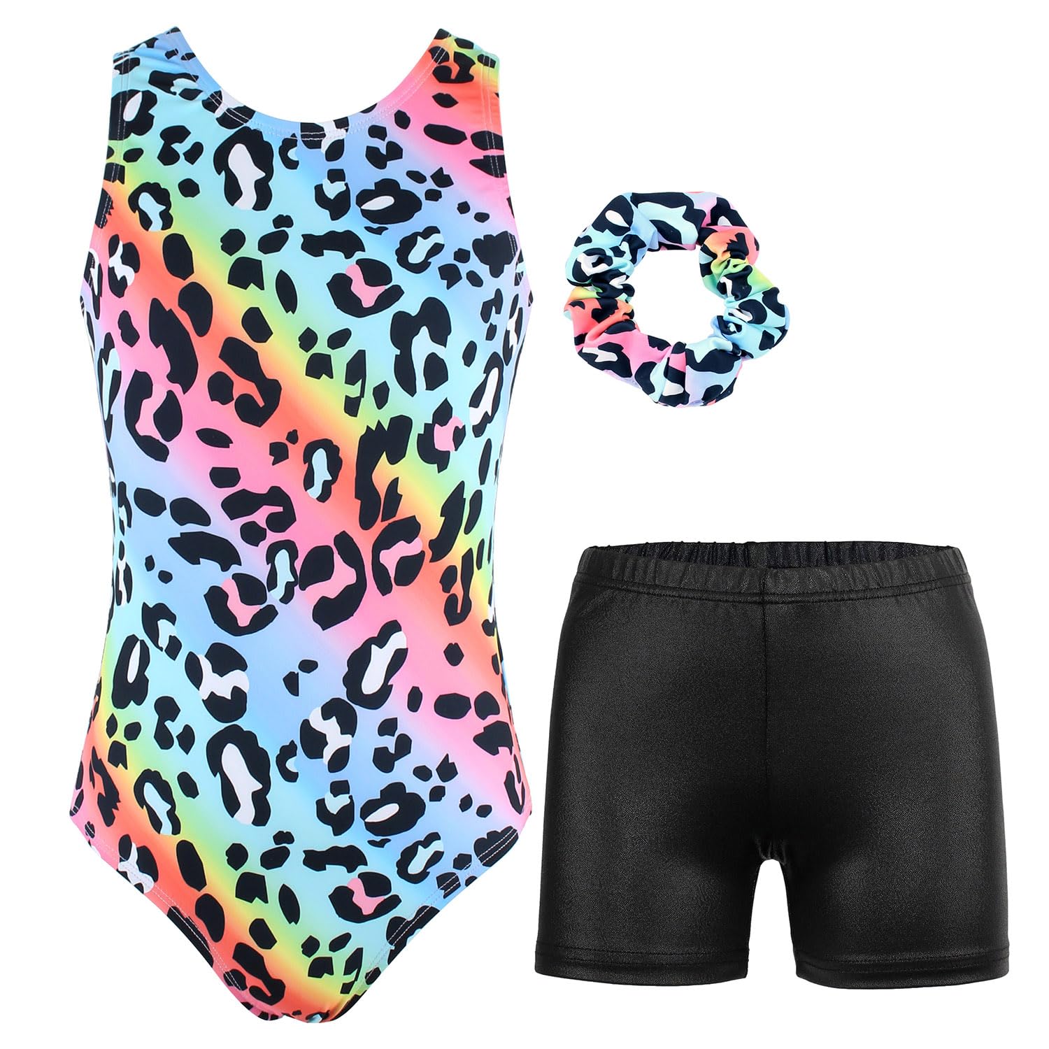 JESKIDSGymnastics Leotards for Girls Dance Unitards Biketards Matching Shorts Activewear Suits for Girls 4-13 Years