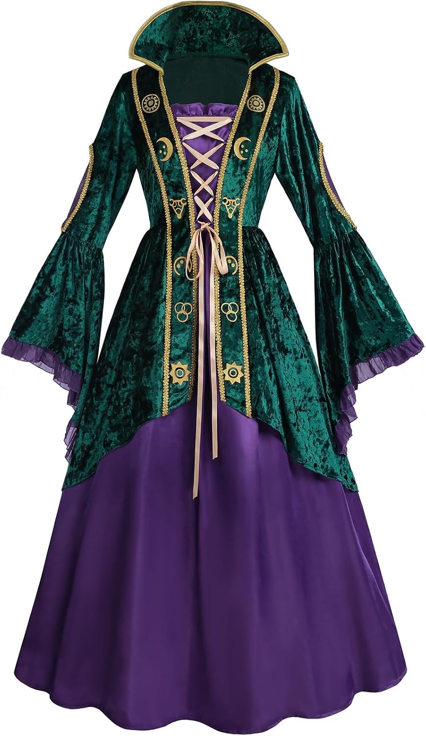 FCCAM Witch Costume Dress for Women Winifred Mary Sanderson Costume Adult Halloween Cosplay