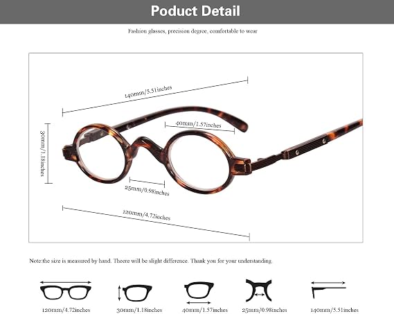 Round Frames Readers Vintage Retro Oval Reading Glasses