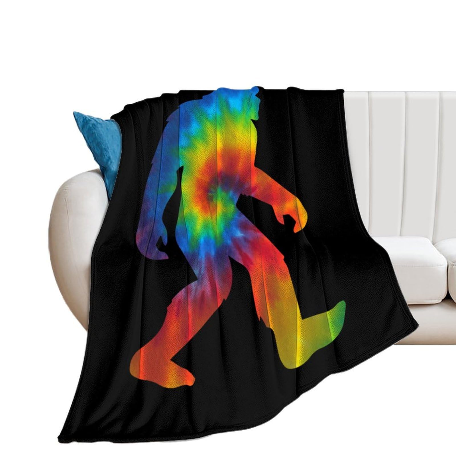 NCLQVJXZKHW Sasquatch Bigfoot Tie Dye Flannel Blanket Soft Throw Blankets Bed Couch Sofa Travel