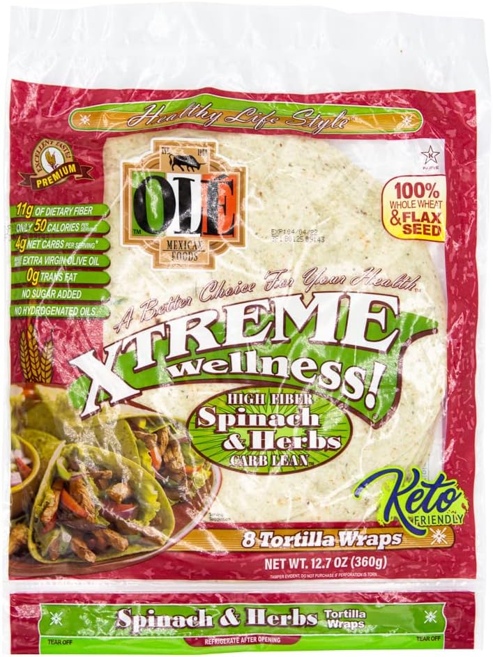 Xtreme Wellness, High Fiber Tortilla Wraps, 8 Count