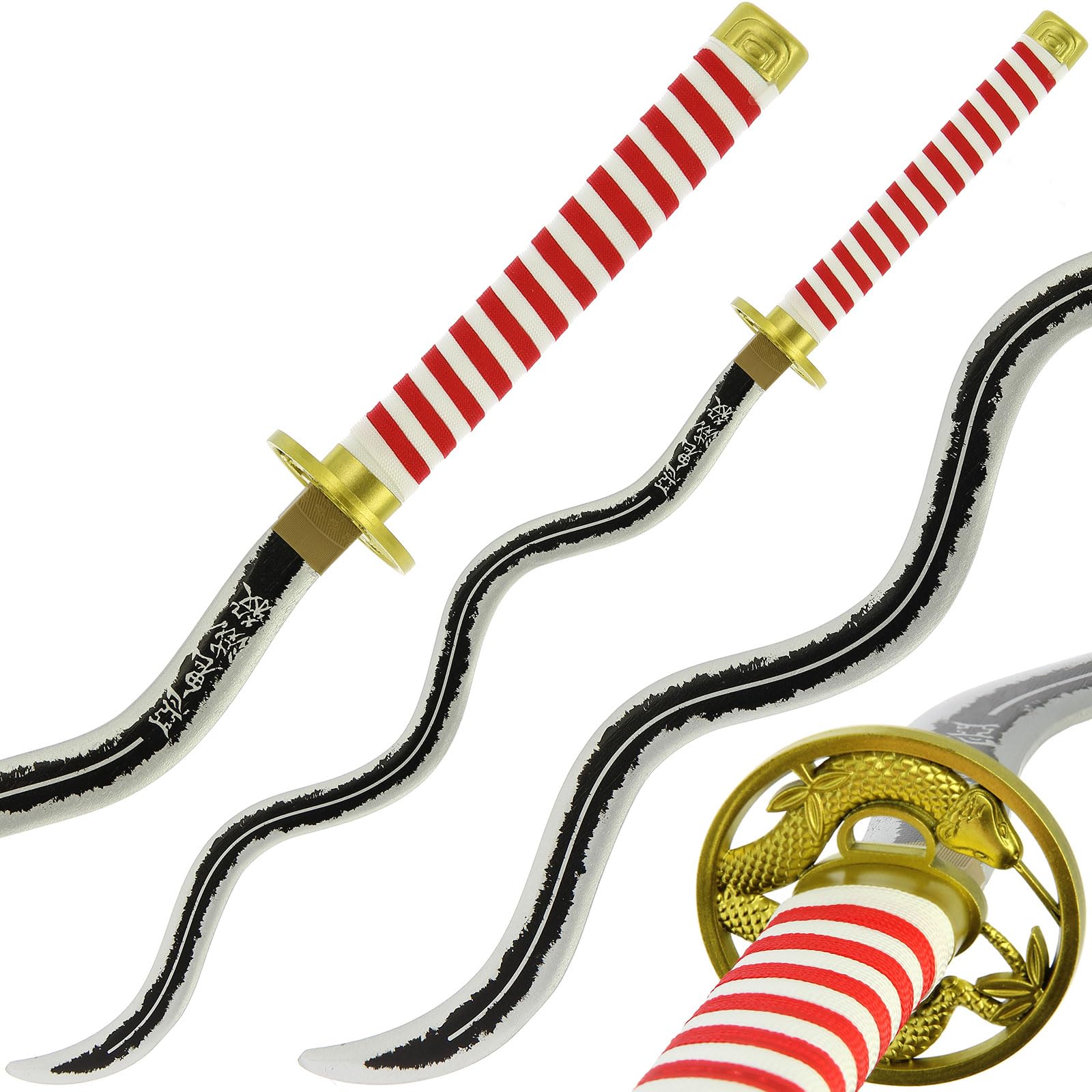 Bamboo Anime Katana Wooden Sword Prop Cosplay Katana Toy with Sheath 100cm (Iguro - Gold)