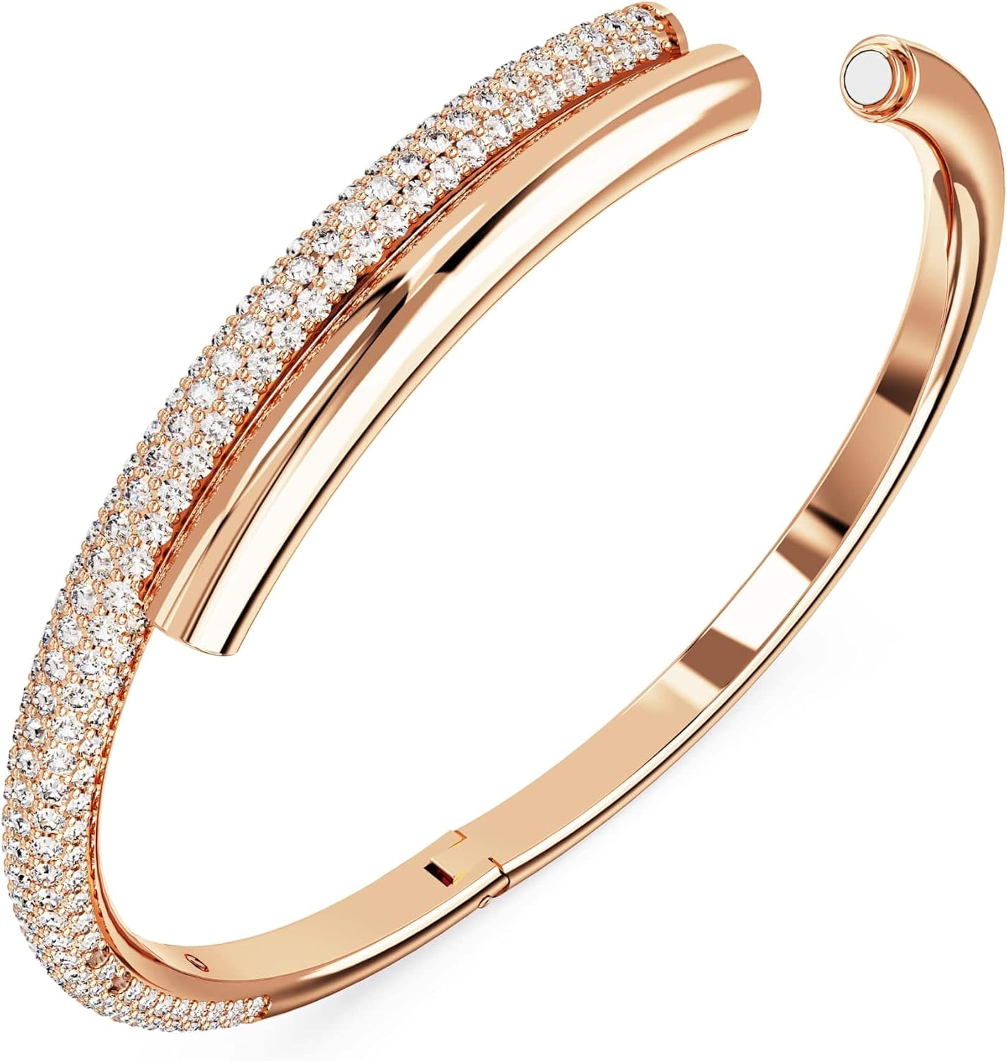 Swarovski Dextera Rose Gold Tone Plated Magnetic Closure Bangle for Women, 17.4 cm Length, White, 17.4 cm, Crystal, No Gemstone
