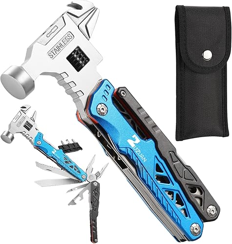ZUZUAN - Multiherramienta azul mejorada 18 en 1, alicates multiherramienta profesional de acero inoxidable con cuchillas de acero de aleación