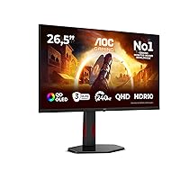 AOC Monitor Q27G4ZDR 26.5 pollici, 2560×1440, WQHD, 240Hz, QD-OLED Panel, 0.03ms GtG, USB Hub Height Adjustment, (HDMI2x 2.1 DP 1x 1.4) Adaptive Sync, HDR10, G-Sync Compatible, Nero